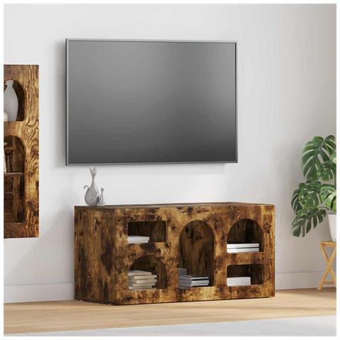 Mobile TV Rovere fumé 80 x 35 x 40 cm Legno multistrato - Foto 2