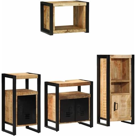 Set di mobili per il bagno 4 pcs Legno di mango massello - Foto 1