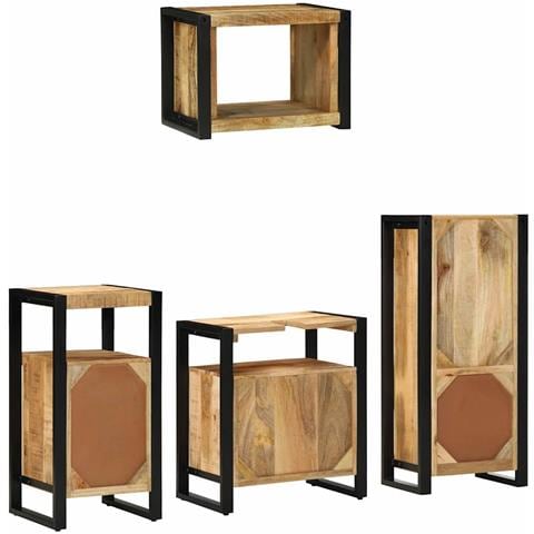 Set di mobili per il bagno 4 pcs Legno di mango massello - Foto 9