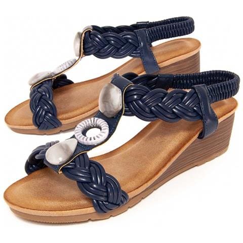 Sandali Con Zeppa Confoli Blu Blu Materiale Sintetico - Foto 1