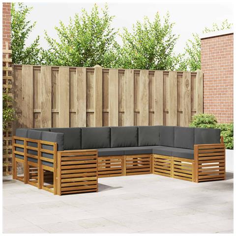 Set divani 9 pcs Naturale e Antracite Legno di Acacia Massello - Foto 2