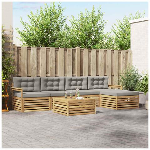 Set di divani da esterno 7 pcs Bianco e Grigio Chiaro - Foto 2