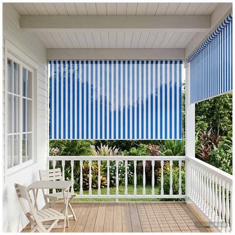 Tenda a Rullo Esterno Blocco UV 90% Strisce Blu e Bianche HDPE - Foto 2
