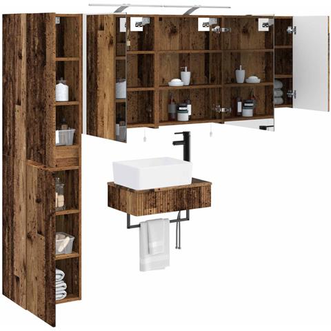 Set di mobili per il bagno 5 pcs Legno antico - Foto 2
