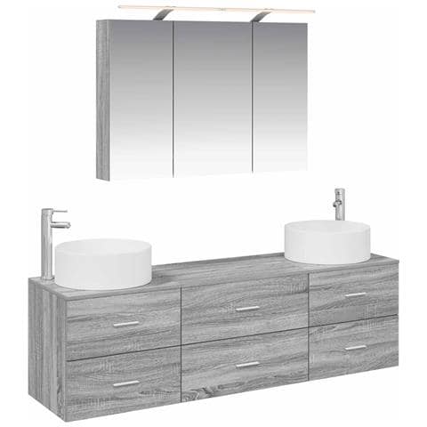 Set di mobili per il bagno 4 pcs Sonoma grigio - Foto 1