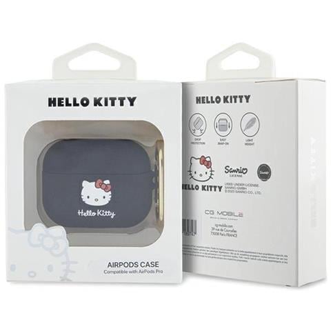 Custodia In Silicone 3d A Forma Di Testa Di Hello Kitty Per Airpods Pro - Nera - Foto 3