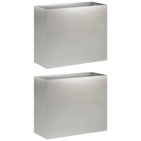 Vaso da giardino 2 pz Argento 50 x 20 x 40 cm Acciaio Inox - Foto 1