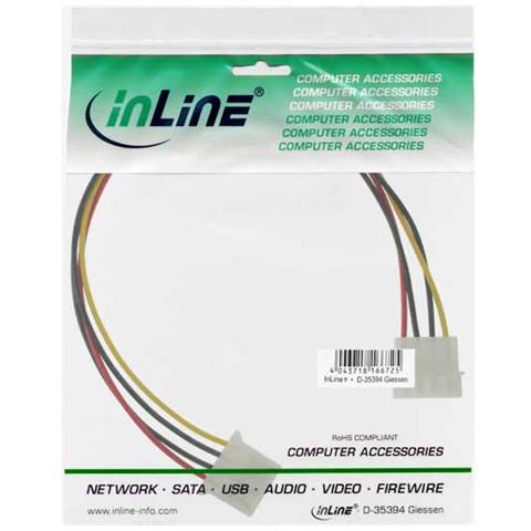 cavo prolunga alimentazione interna da alimentatore 5,25" 4pin maschio a fddhdd 5,25" 4pin femmina, 30cm - Foto 2