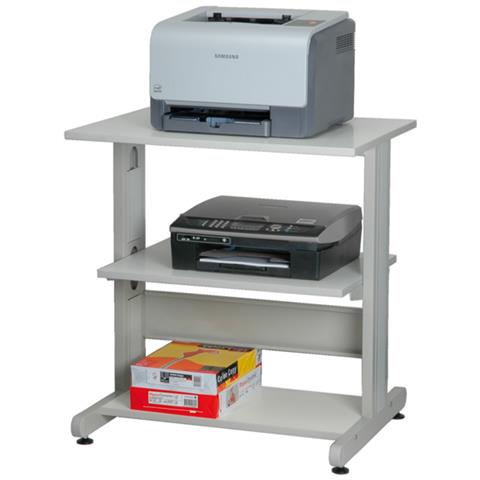 Tavolo Porta Stampante Portata Max 80 Kg con 2 Ripiani Colore Grigio Chiaro / Bianco - Foto 2