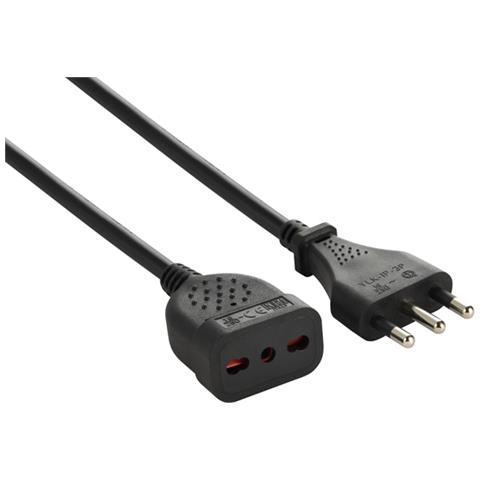 46122 Prolunga 5 Mt Spina E Presa Bivalente 10/16a, Nero - Sezione Cavo 3g1 Mm² - Foto 1