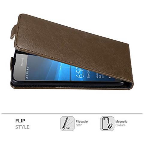 Custodia Compatibile Con Nokia Lumia 650 In Bruno Caffè - Coperchio Protettivo In Design Flip Con Chiusura Magnetica - Foto 2