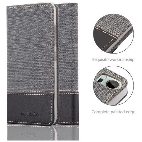 Custodia Compatibile Con Htc Desire 10 Pro In Grigio Nero - Coperchio Protettiva Con Chiusura Magnetica, Funzione Stand E Tasca Per Le Carte - Foto 9