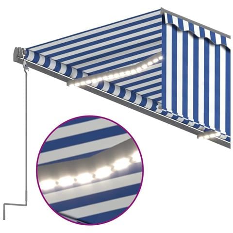 Tenda Automatica Parasole LED Sensore Vento 3x2,5m Blu e Bianco - Foto 9