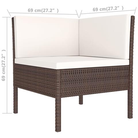 Set Divani Da Giardino 6 Pz Con Cuscini In Polyrattan Marrone - Foto 2