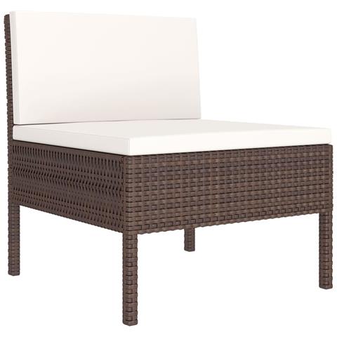 Set Divani Da Giardino 6 Pz Con Cuscini In Polyrattan Marrone - Foto 5