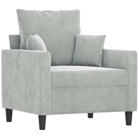 Poltrona Grigio Chiaro 60 Cm Velluto - Foto 2