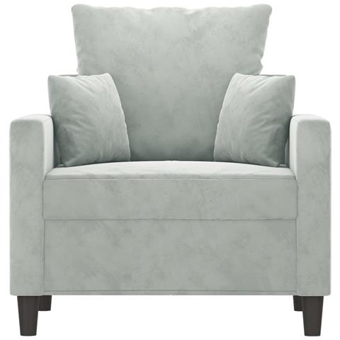 Poltrona Grigio Chiaro 60 Cm Velluto - Foto 3