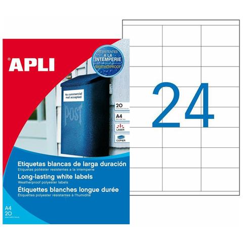 Adesivi /etichette 20 Foglie 64,6 X 33,8 Mm Bianco A4 - Foto 1