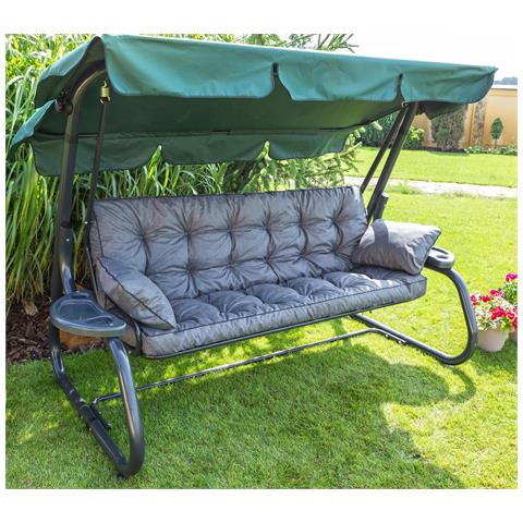 Cuscino Per Altalena Hollywood, Morbido Cuscino Per Seduta, Resistente Cuscino Per Altalena Da Giardino, Cuscino Adatto Per Roulotte, Cuscino Per Panca Con Schienale. Larghezza 140 Cm - Grafite - Foto 8