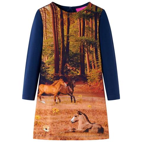 Abito Da Bambina A Maniche Lunghe Blu Marino 92 - Foto 1