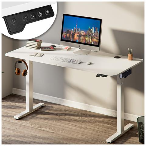 Scrivania Shally Dogan Per Ufficio Casa – 180x80x74 Cm – Legno Resistente, Piano Anti Graffi – Bianco