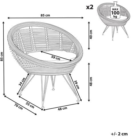 Set Di 2 Sedie Rattan Naturale Maratea - Foto 2