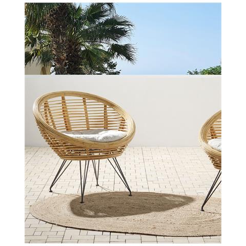 Set Di 2 Sedie Rattan Naturale Maratea - Foto 1