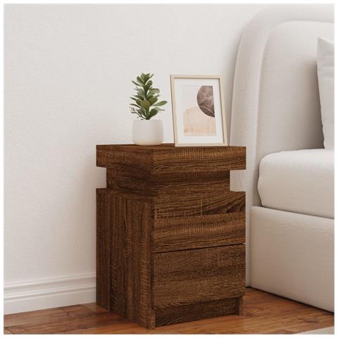 Comodino Con Luci Led Rovere Marrone 35x39x55 Cm - Foto 3