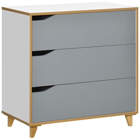 Cassettiera 3 Cassetti In Truciolato E Mdf Per Camera Da Letto E Soggiorno, 75x42x75 Cm, Bianca Grigia E Marrone - Foto 1