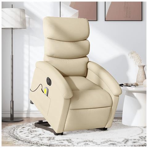 Poltrona Alzapersona Massaggiante Elettrica Crema In Tessuto - Foto 1