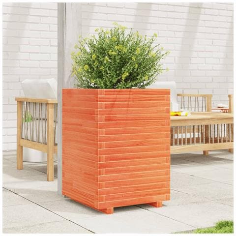 Fioriera Giardino Marrone Cera 50x50x72 Cm Legno Massello Pino - Foto 3