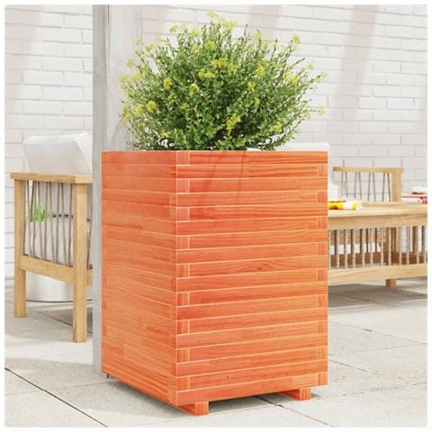 Fioriera Giardino Marrone Cera 50x50x72 Cm Legno Massello Pino - Foto 1