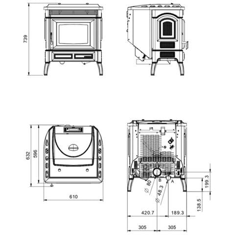 Stufa A Pellet Riscaldamento 8Kw Riscaldata 229 m³ Ventilata Extraflame Nordica TEODORA EVO Ghisa Smaltata - Foto 4