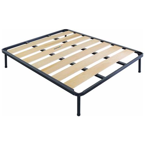 Rete A Doghe Larghe 160 X 190 Matrimoniale Con Telaio In Ferro E Doghe In Faggio Da 17cm - Foto 1