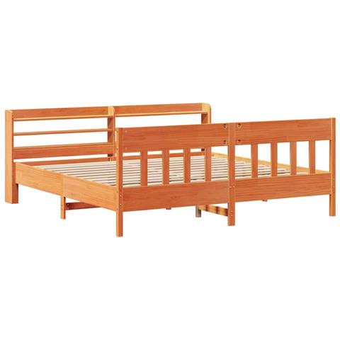 Letto Senza Materasso Marrone Cera 180x200 Cm In Legno Di Pino - Foto 3