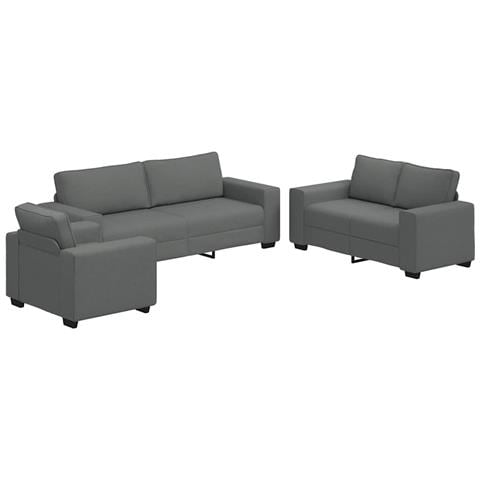 Set Di Divani 3 Pz Con Cuscini Grigio Scuro In Tessuto - Foto 2