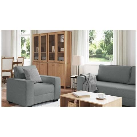 Set Di Divani 3 Pz Con Cuscini Grigio Scuro In Tessuto - Foto 3