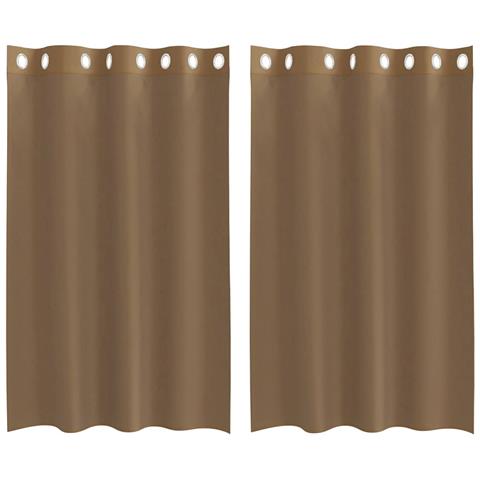 Tende In Voile Con Occhielli 2 Pz Marrone Chiaro - Foto 2