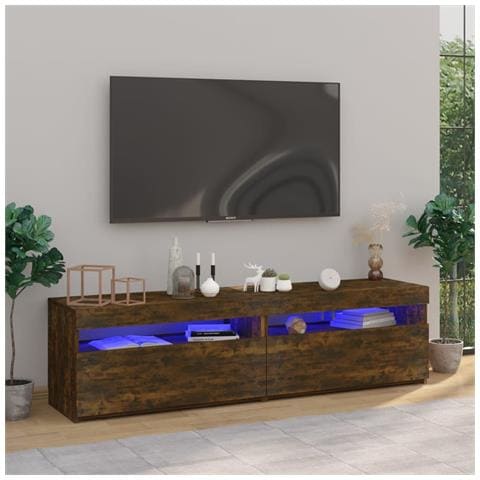 Mobile Porta Tv Con Luci Led 2pz Rovere Fumo 75x35x40 Cm - Foto 8