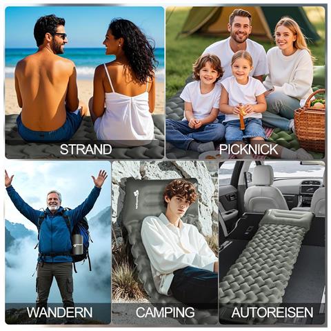 Materassino Gonfiabile Per Campeggio Ed Escursionismo Grey - Foto 6