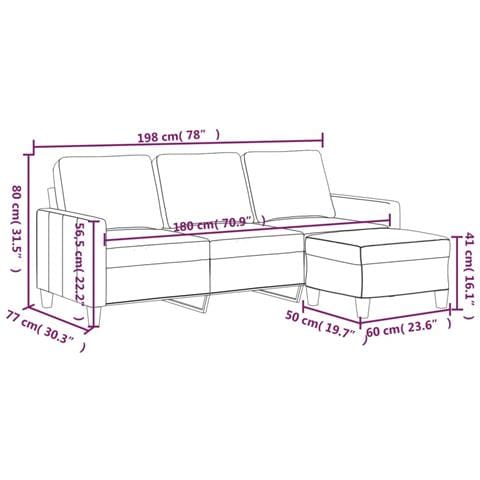 Divano a 3 Posti con Poggiapiedi grigio 180 cm in Similpelle - Foto 7