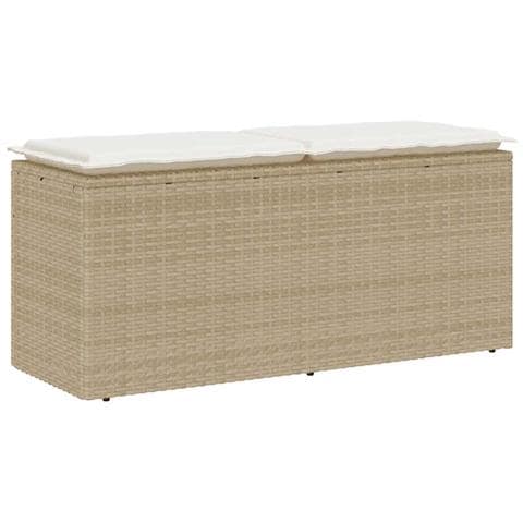 Panca da Giardino con Cuscino Beige 110x40x44 cm in Polyrattan - Foto 1
