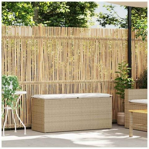Panca da Giardino con Cuscino Beige 110x40x44 cm in Polyrattan - Foto 2