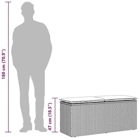 Panca da Giardino con Cuscino Beige 110x40x44 cm in Polyrattan - Foto 9