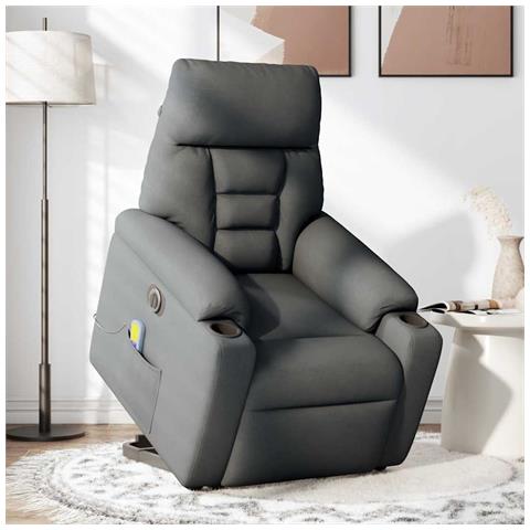 Poltrona Alzapersona Massaggi Elettrica Grigio Scuro Tessuto - Foto 2