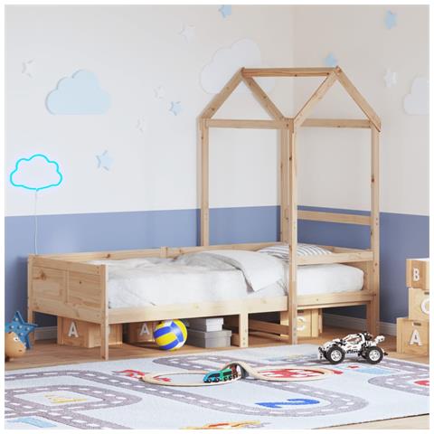 Dormeuse con Tetto 80x200 cm in Legno Massello di Pino - Foto 2