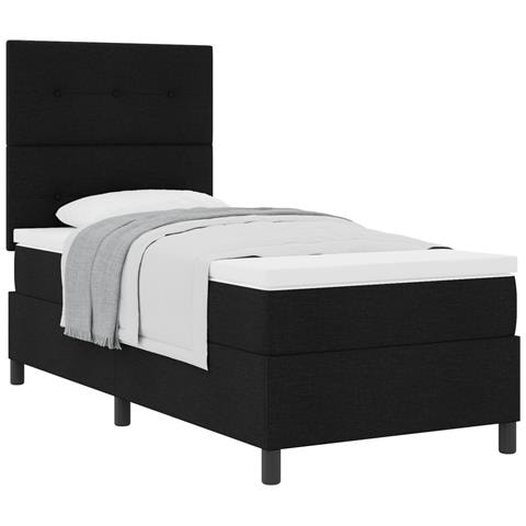 Letto con Box Spring Nero 90x200 cm Tessuto - Foto 1