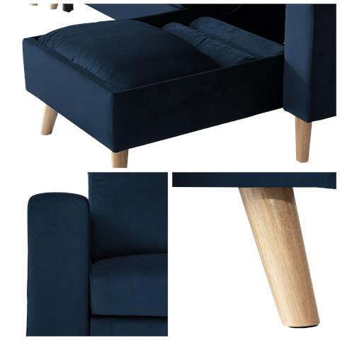 James Divano Letto Angolare A 3 Posti In Velluto Blu - Foto 10