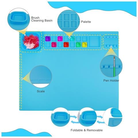 Tappetino Da Pittura Con Porta Pennelli, Tavolozza Per Colori E Ciotola Per La Pulizia Dei Pennelli - Foto 5