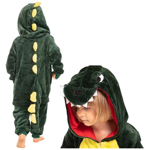 Pigiama Per Bambini Kigurumi Onesie Costume Dinosauro Verde 105-115 - Foto 1